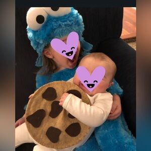 Toddler/ Infant sibling costume- Cookie Monster and cookie- 2T and Infant
